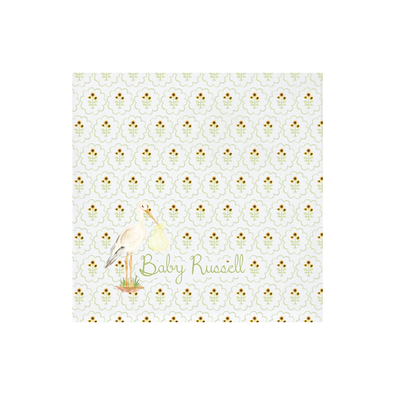 sunflowers and stork | napkin | 3ply or linen digital