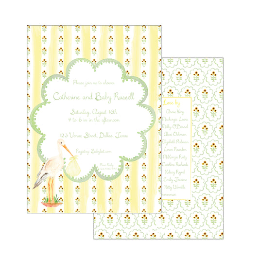 sunflowers and stork | invitation