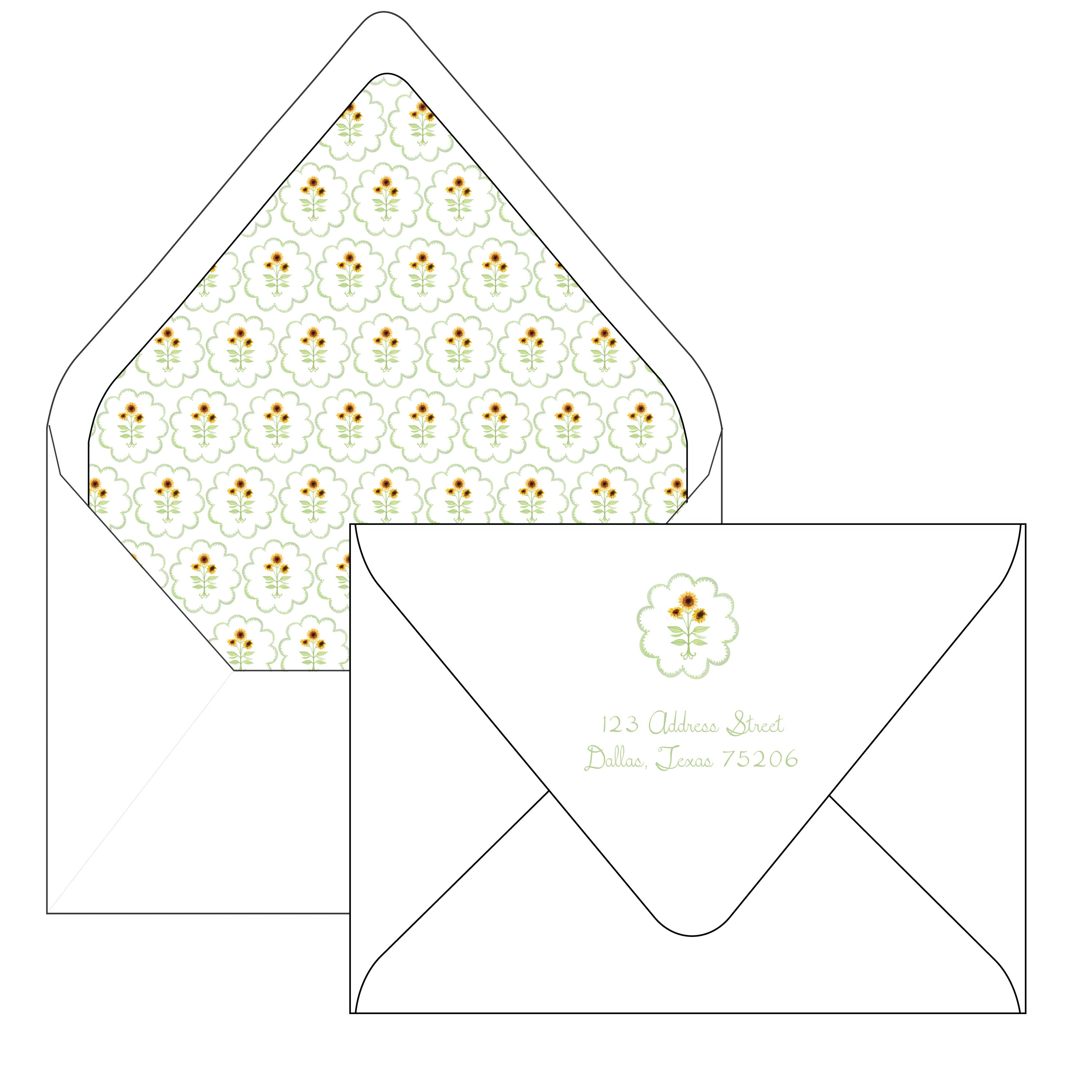 sunflowers and stork | invitation