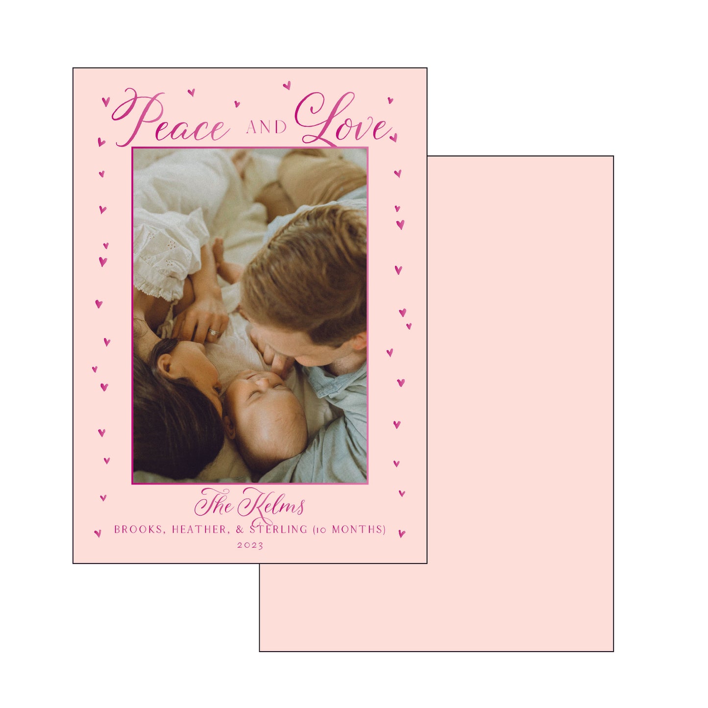 peace and love hearts | holiday card | foil-stamped