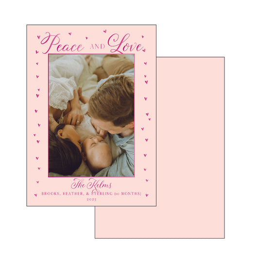 peace and love hearts | holiday card | foil-stamped