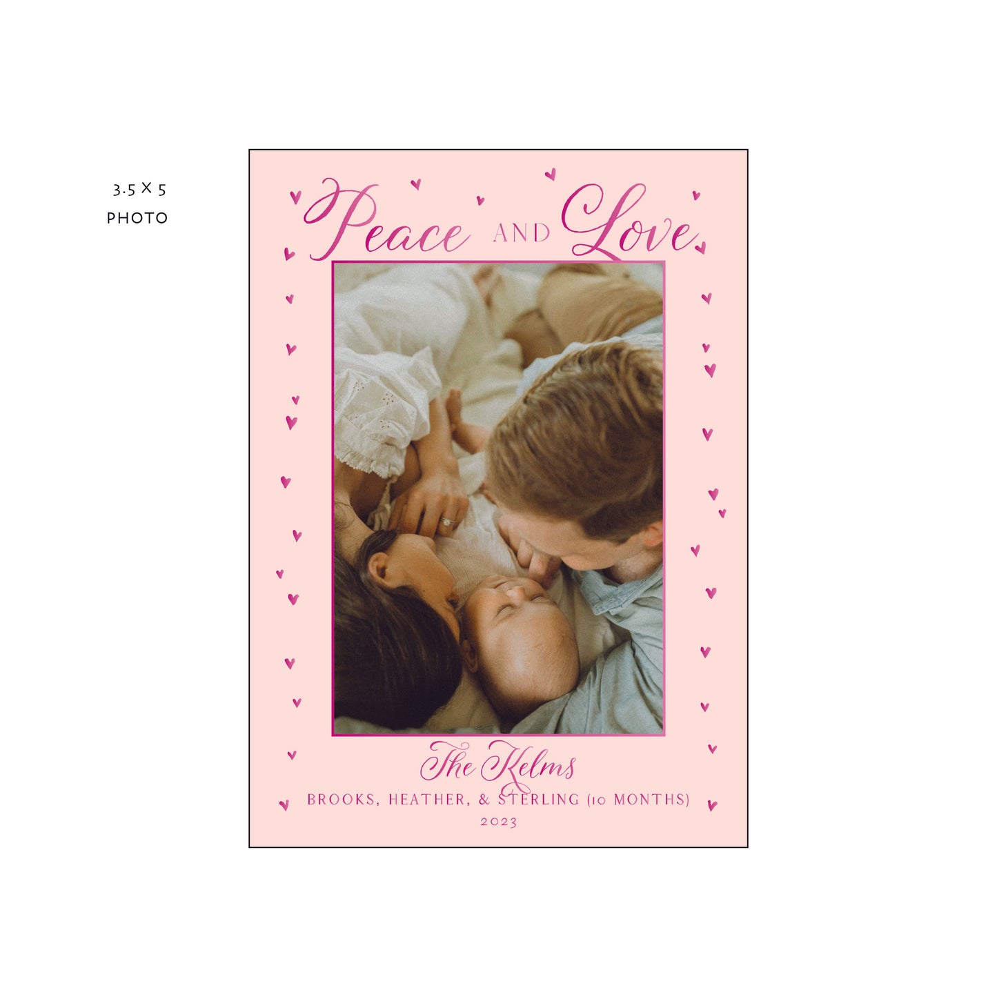 peace and love hearts | holiday card | foil-stamped