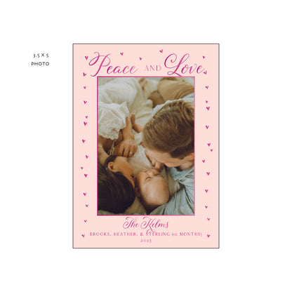 peace and love hearts | holiday card | foil-stamped