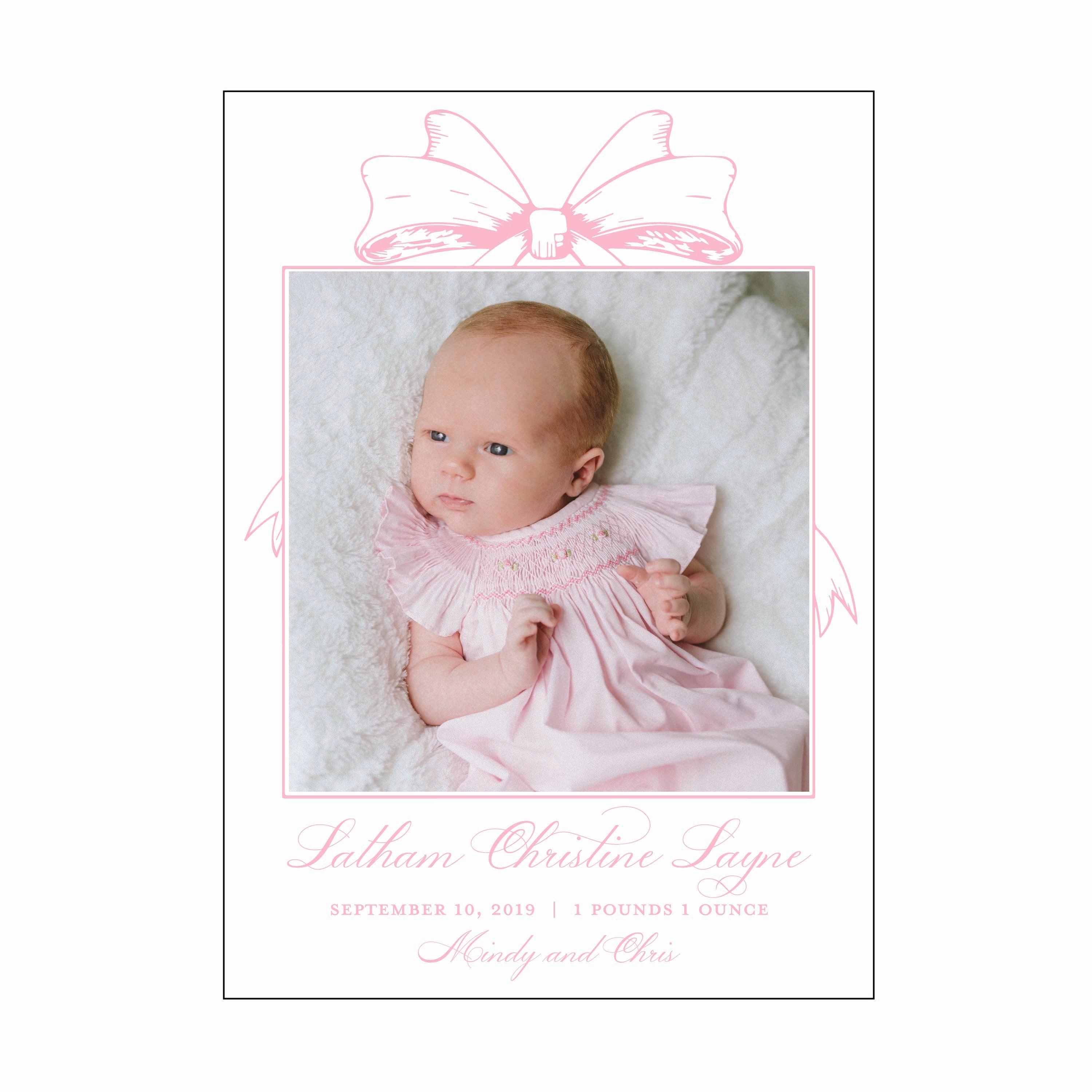 script bow | birth announcement