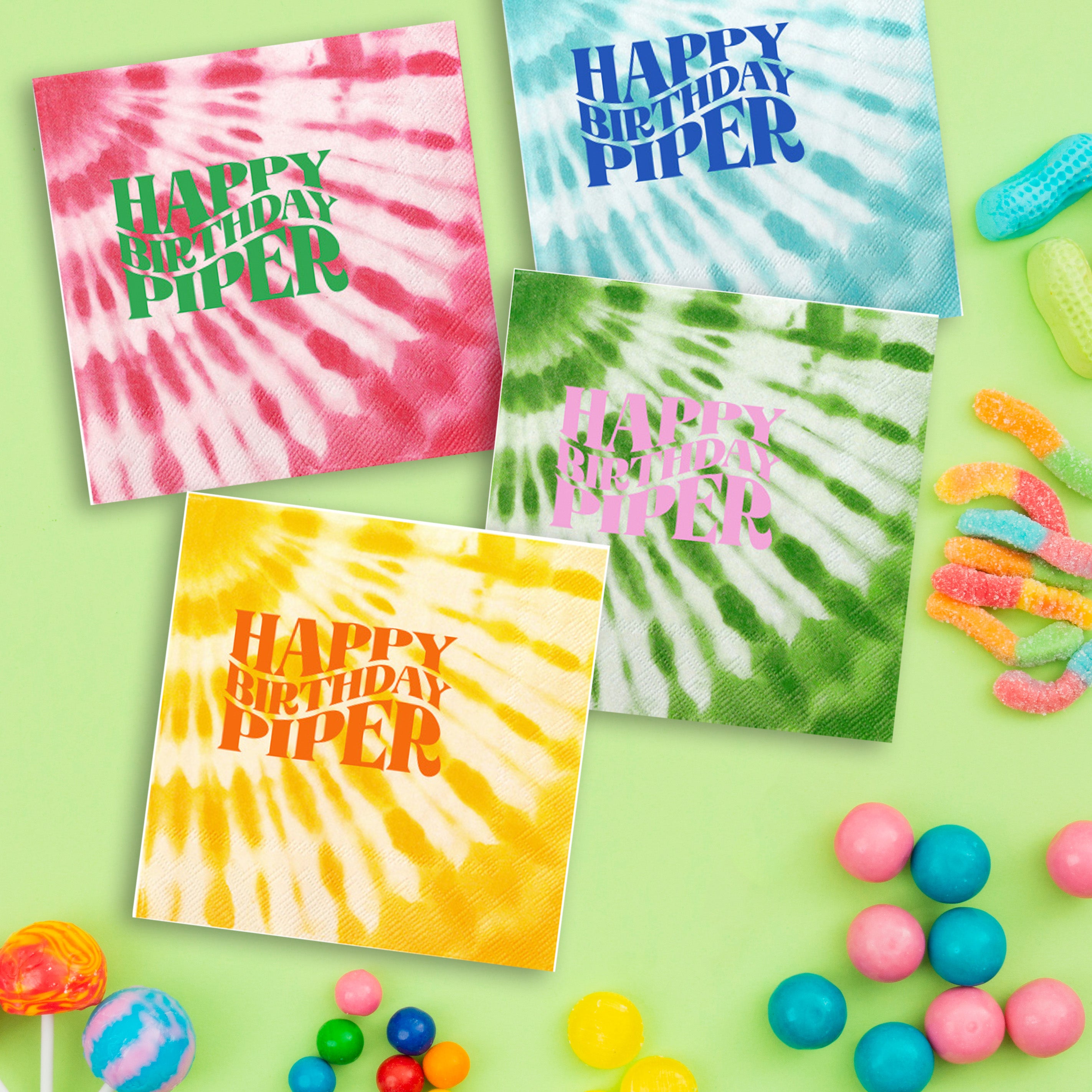 Personalized tie-dye beverage napkins