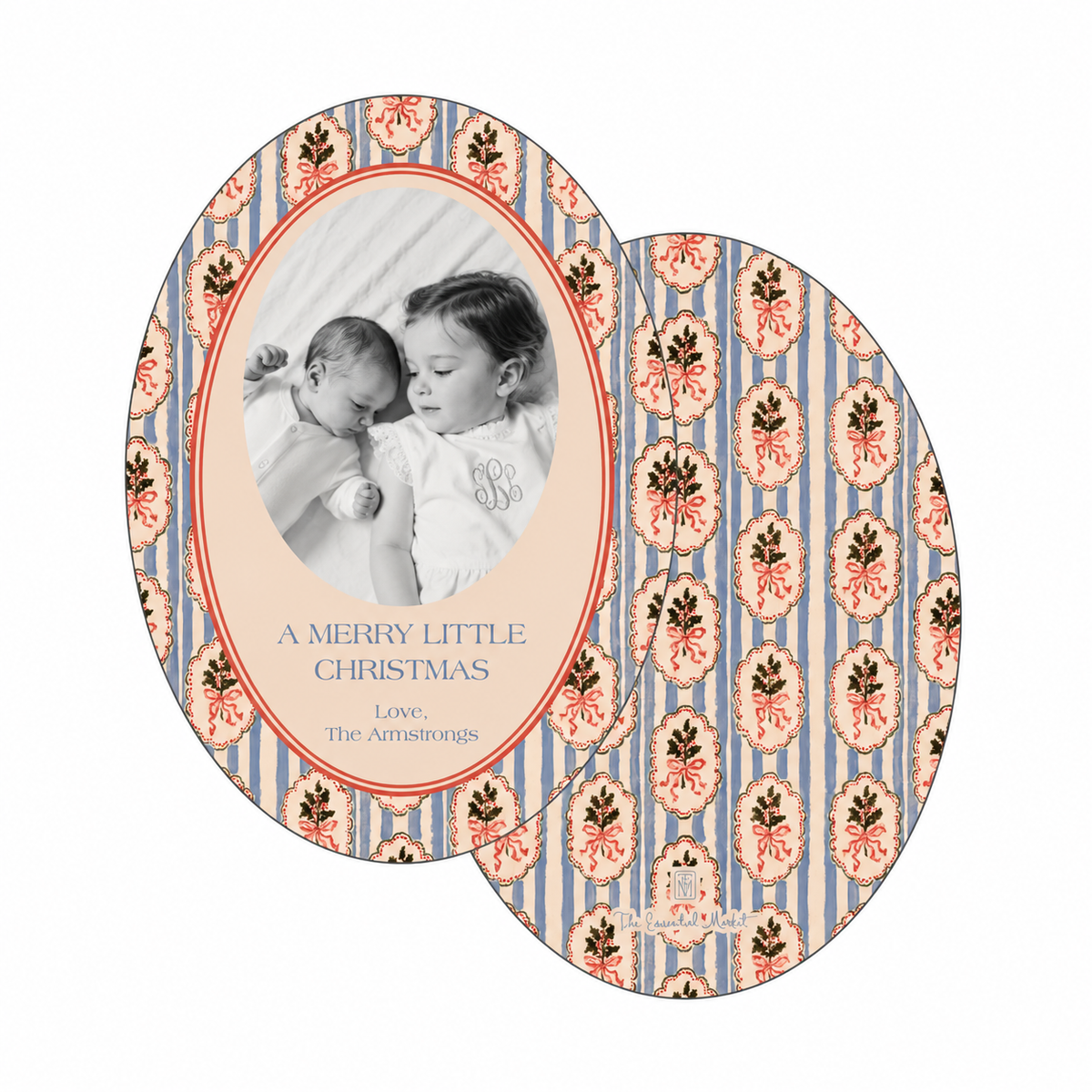 holly ticking stripe | holiday card | flat print | die-cut shape