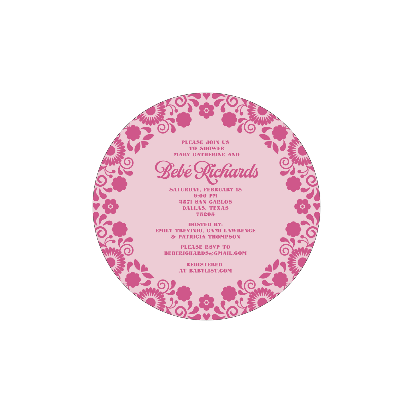 fiesta bebe pink | invitation