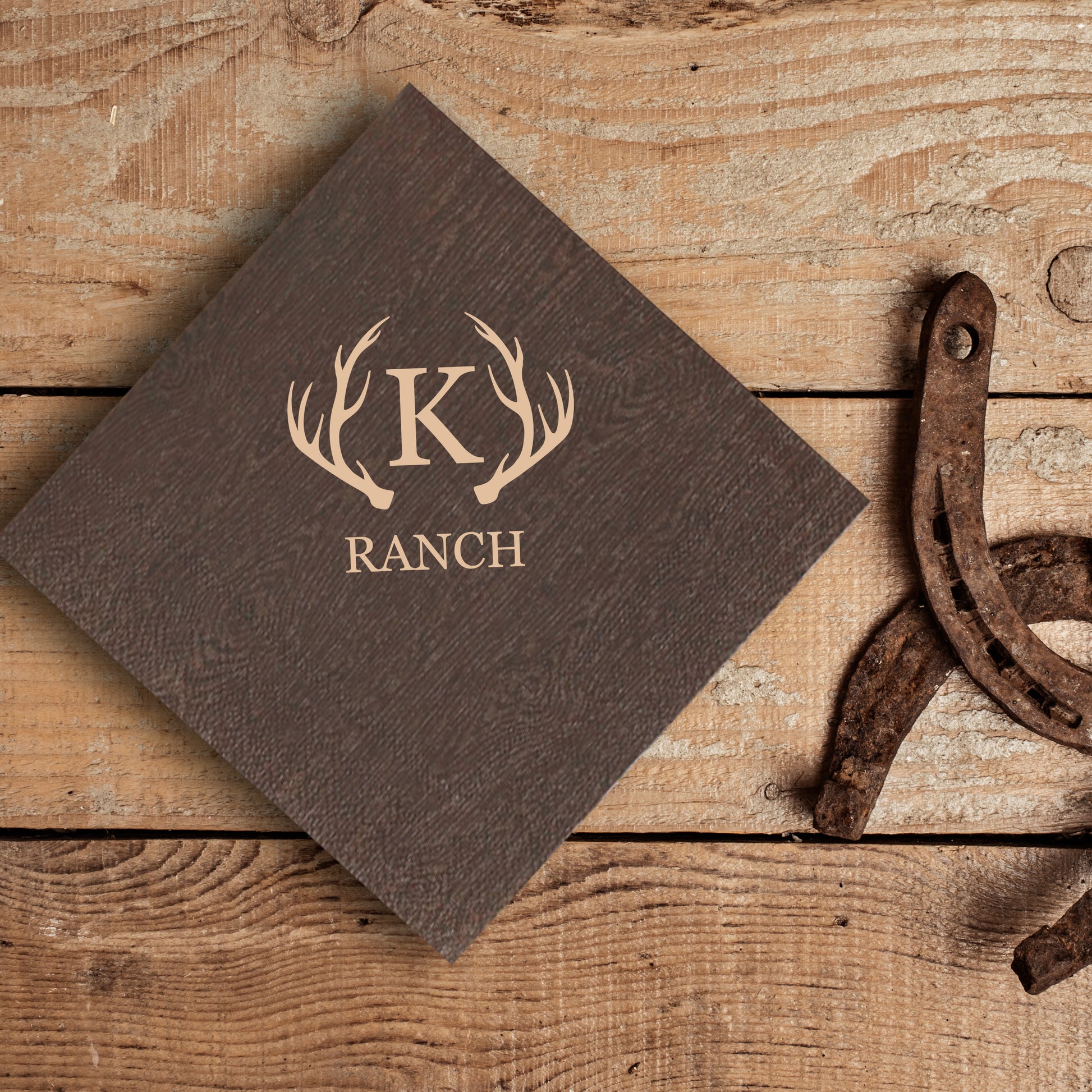 personalized wood grain beverage napkins