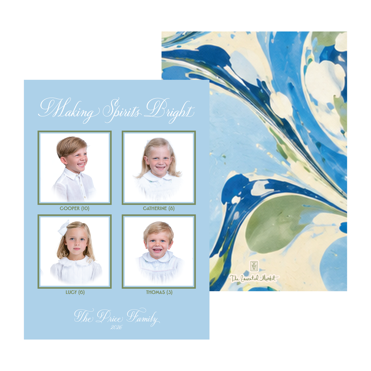 blue marble (4 photos) | holiday card | flat print
