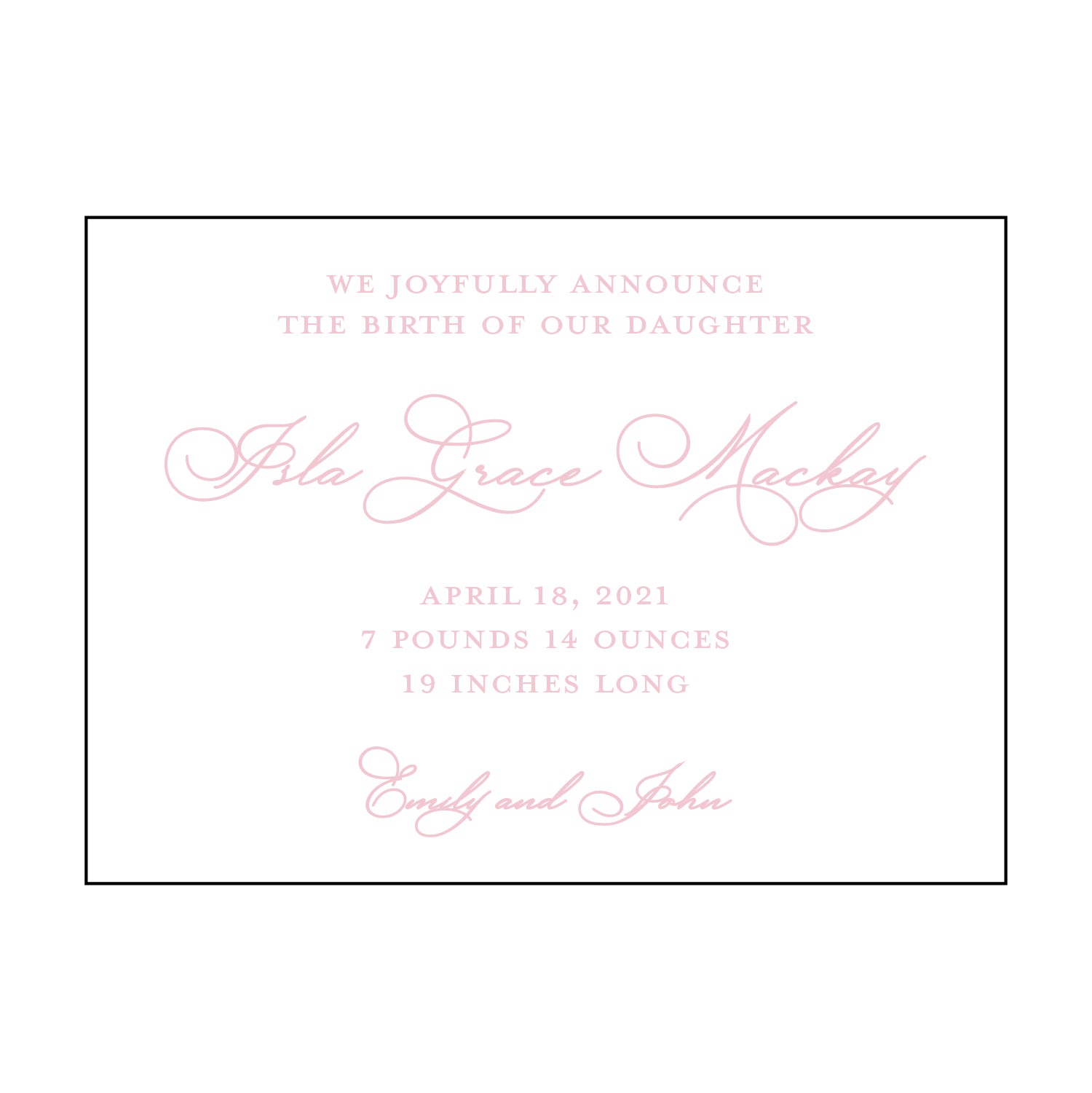 classic swirl | birth announcement