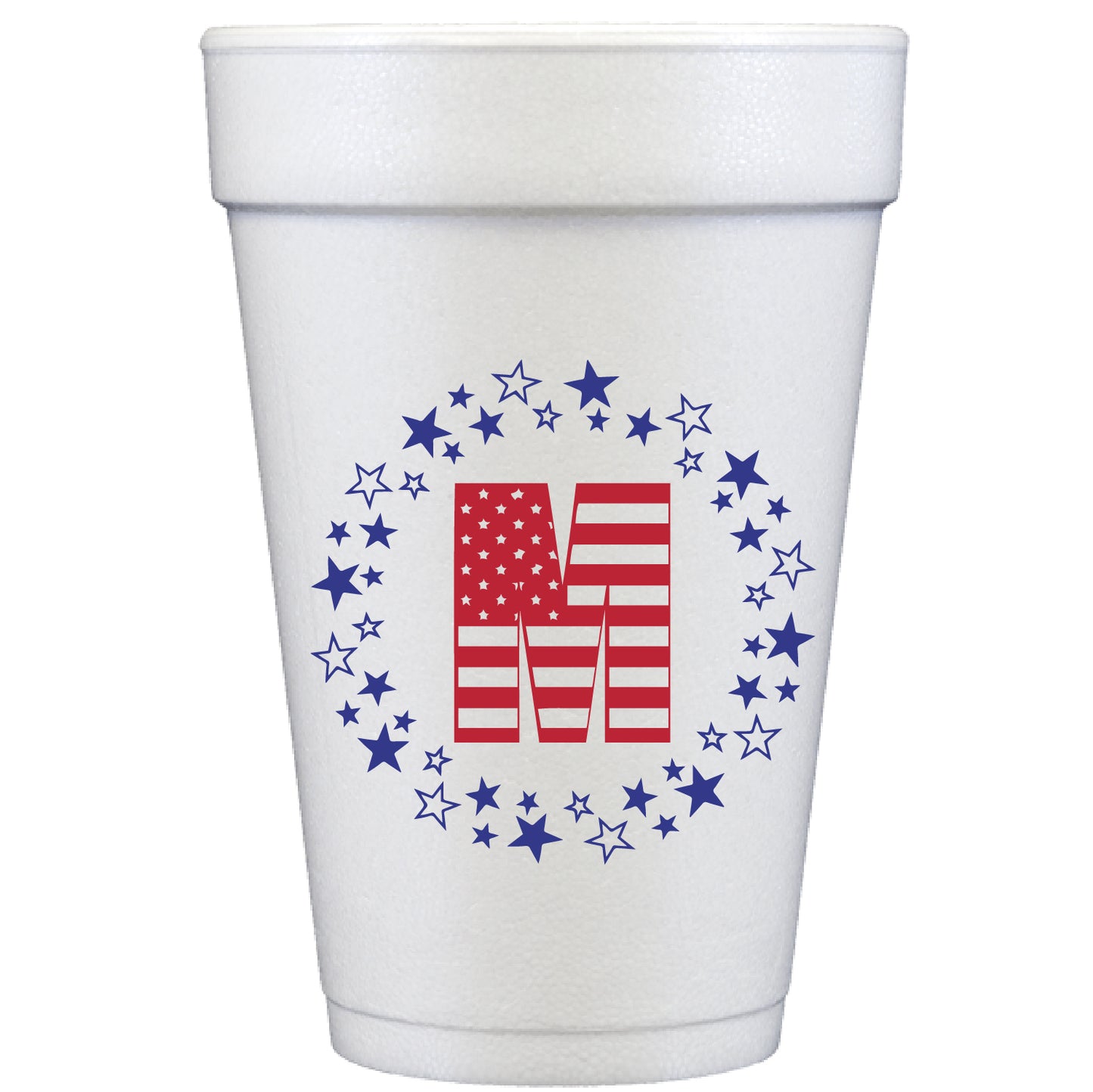 flag letter monogram | styrofoam cups