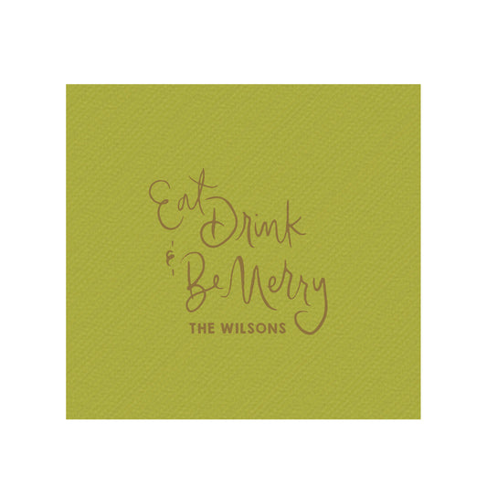 eat, drink, be merry | beverage napkins | 3ply or linen