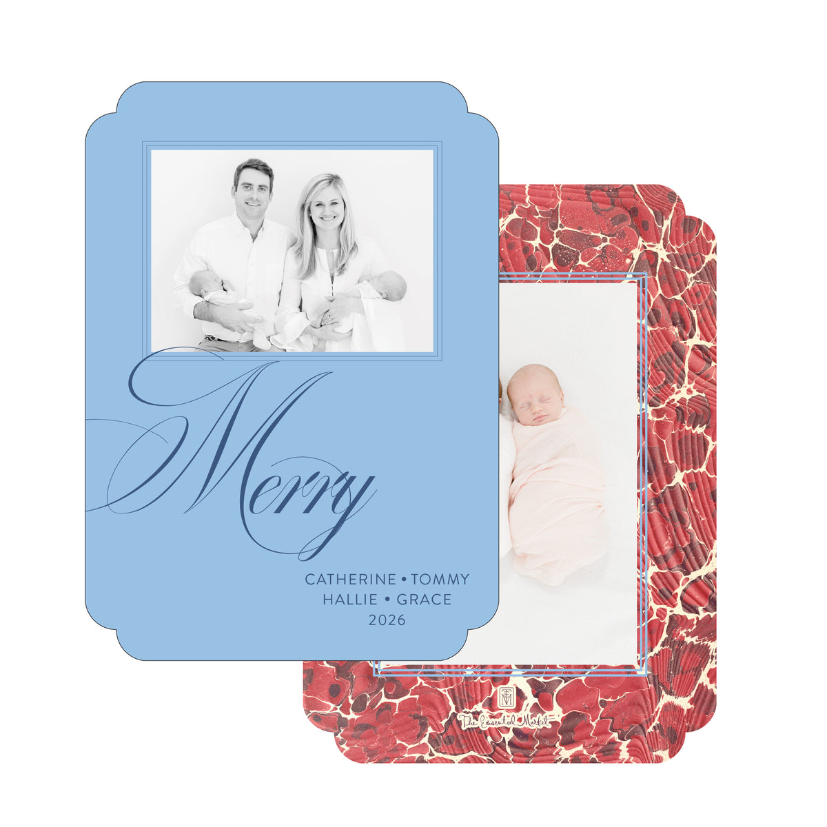 merry marble 4 | holiday card | flat print | die-cut shape