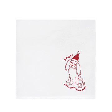santa paws | beverage napkins | 3ply or linen