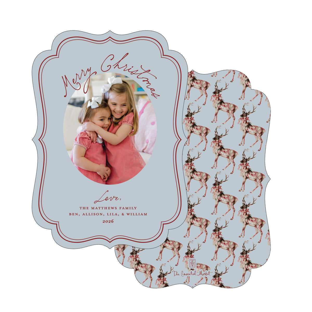 watercolor reindeer | holiday card | flat print | die-cut shape