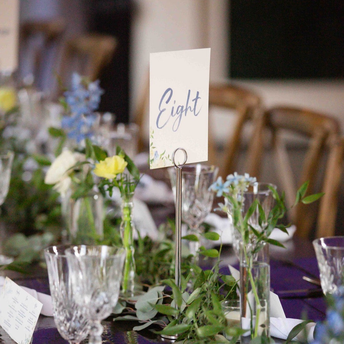 pink and blue bonnets | table numbers