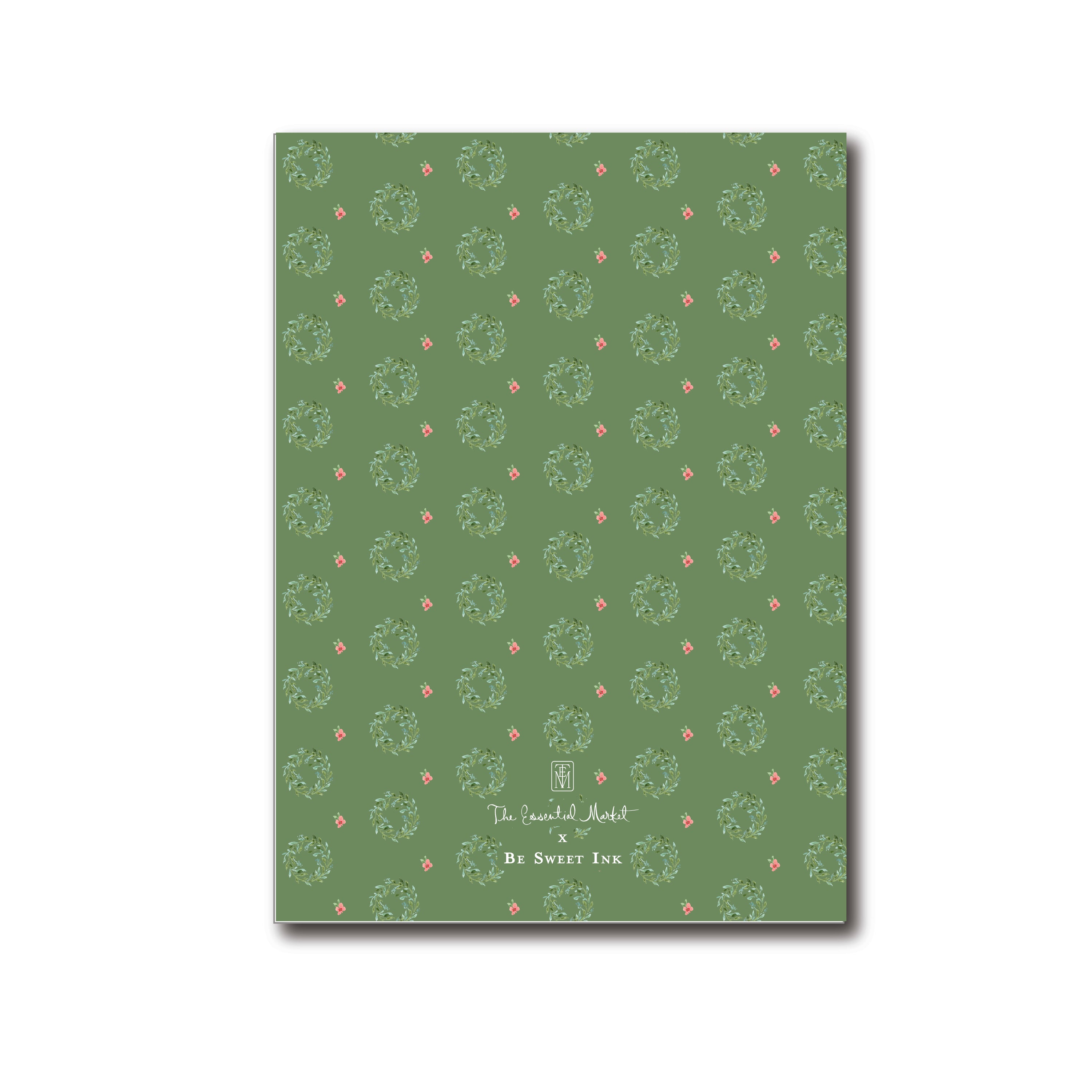 peachy wreath | holiday card | be sweet ink