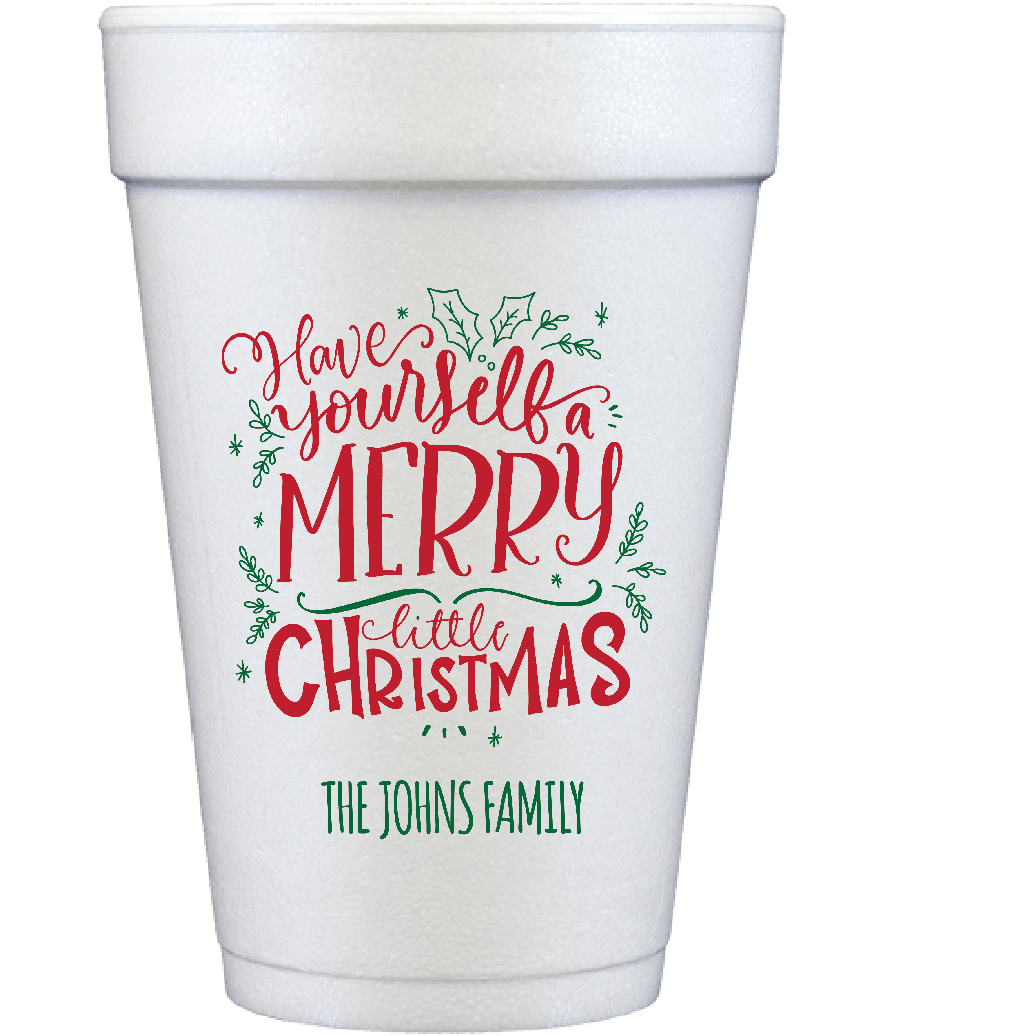 Personalized Christmas styrofoam cups