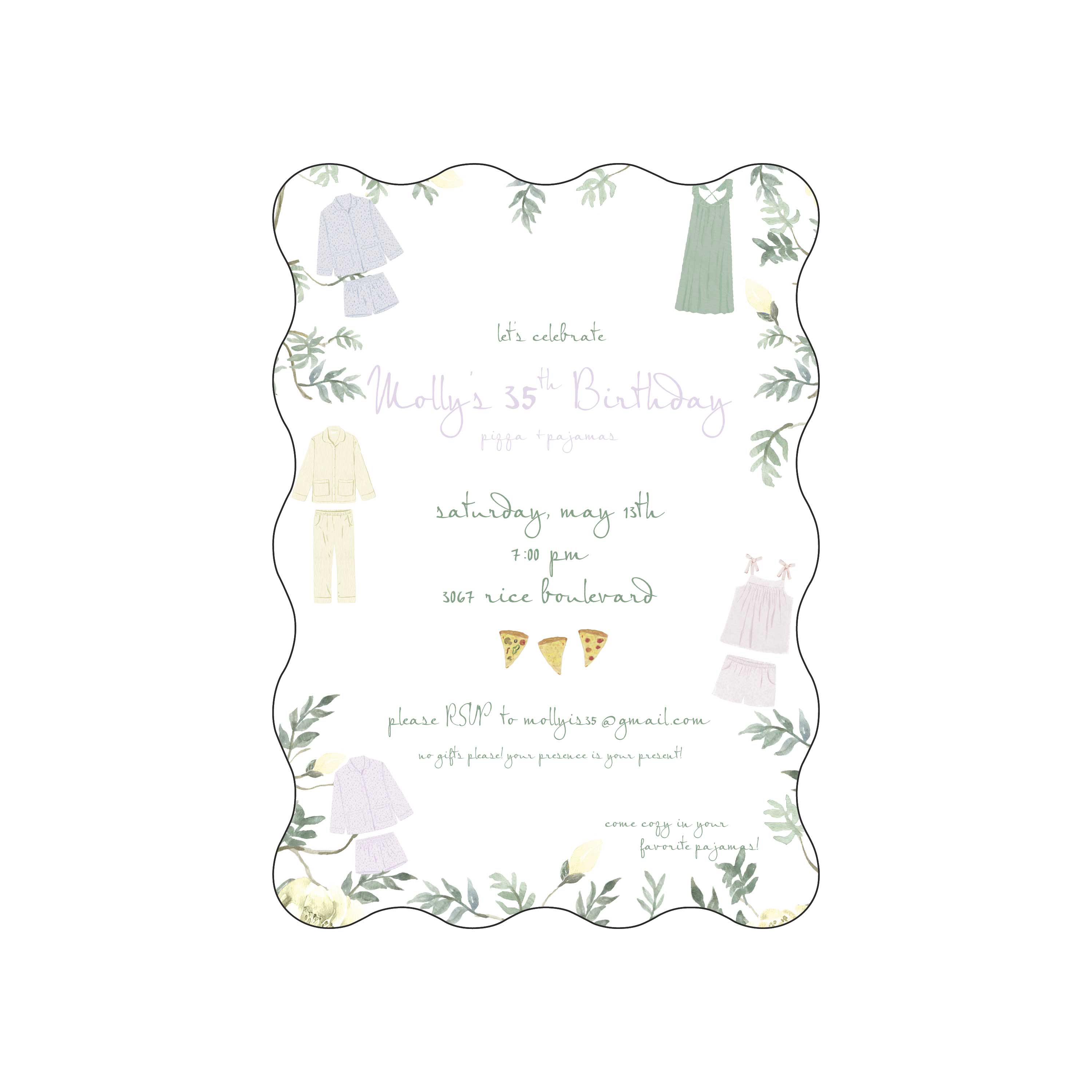 pajama party | invitation