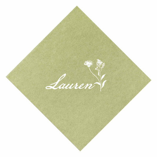 round floral personalized cocktail napkins