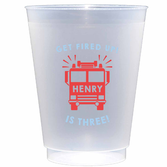 firetruck party personalized flex cup