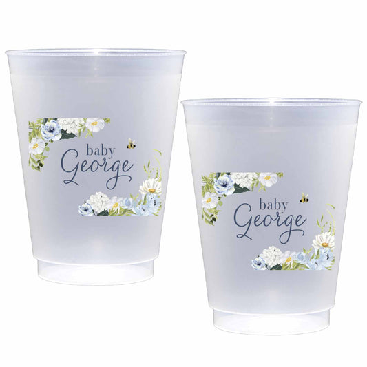 pale blue and white personalized flex cup
