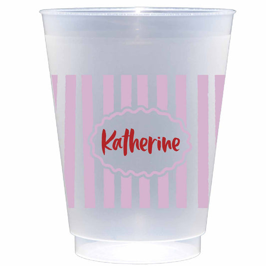 pink stripes personalized flex cup