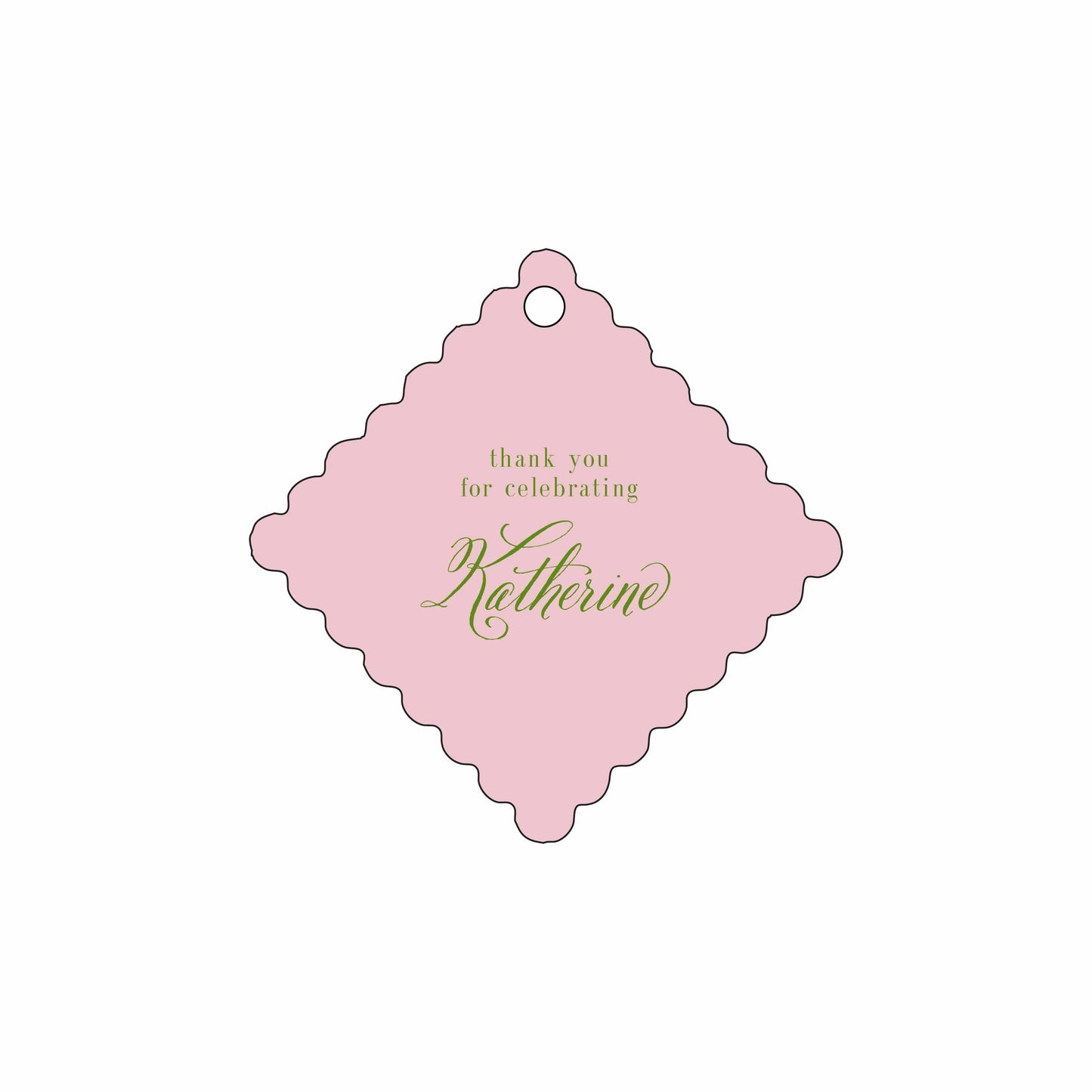 pink formal personalized gift tags