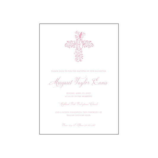 bird cross pink | invitation | specialty printing