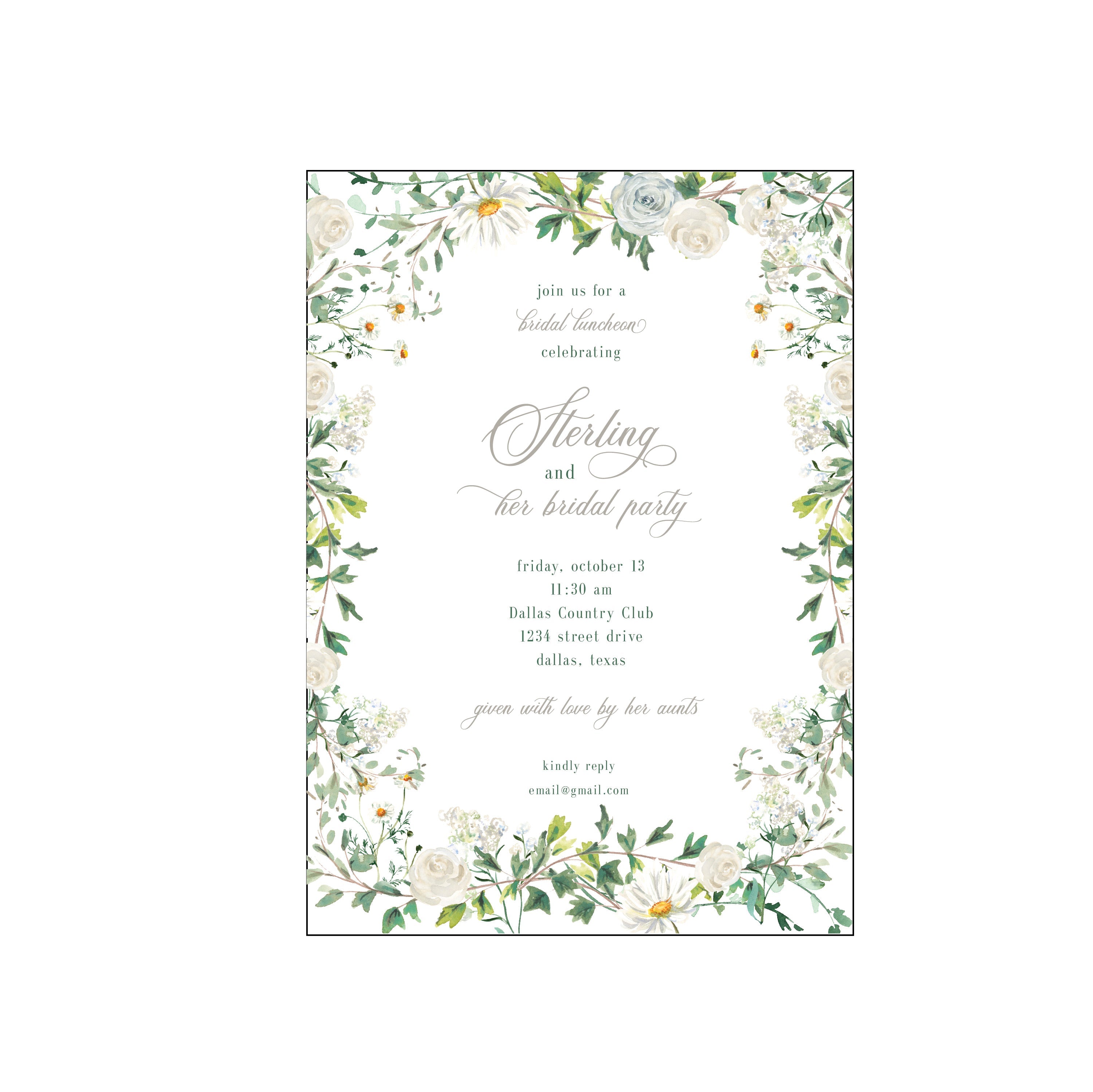 green and white | invitation