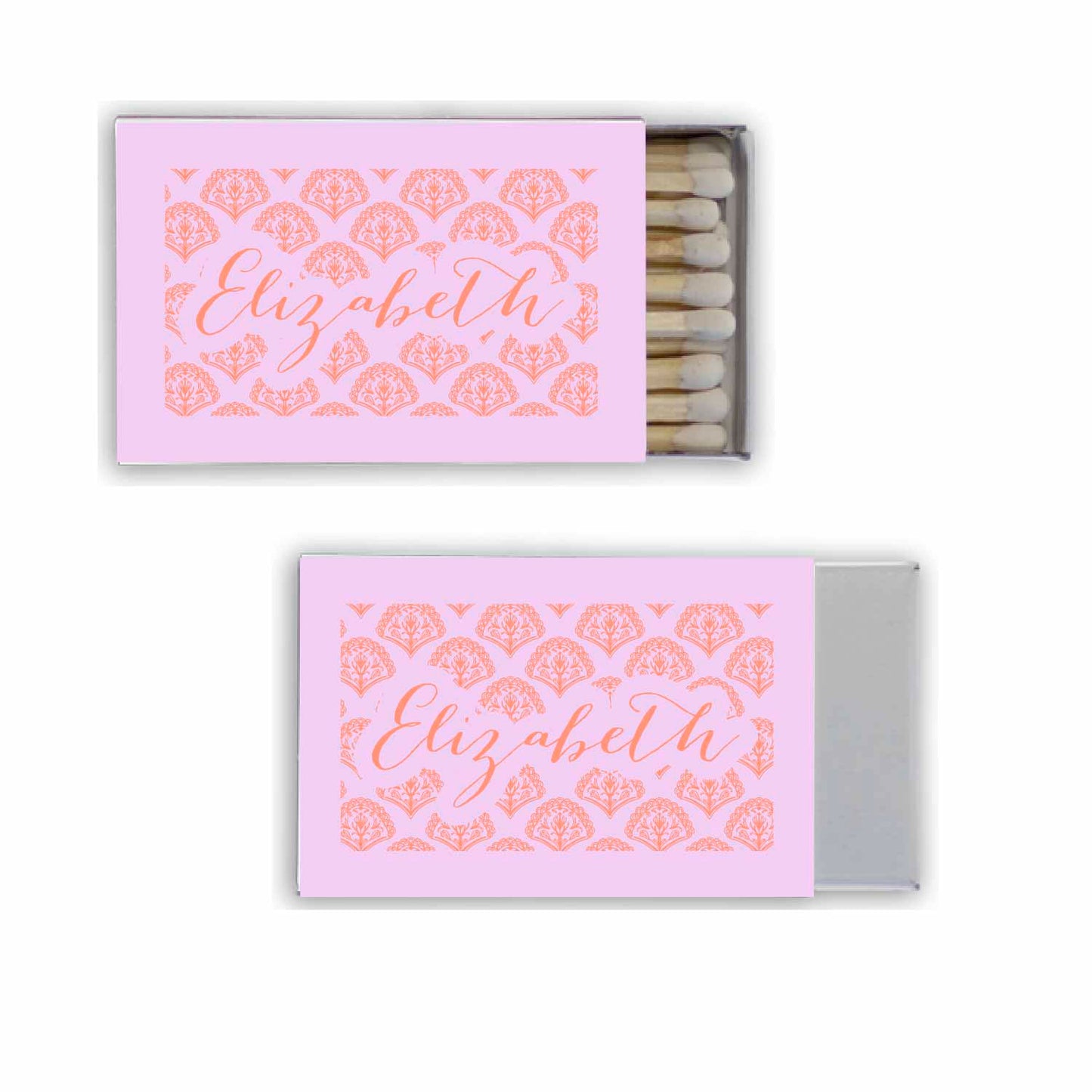 blockprint coral Personalized Match Boxes