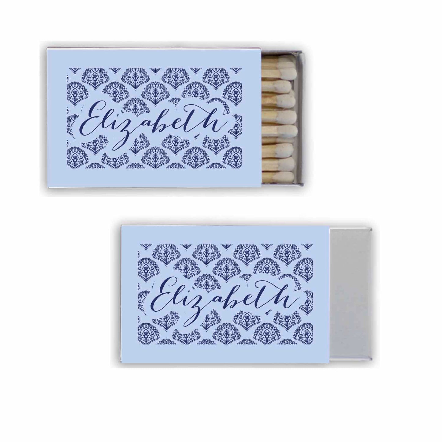 blockprint blue Personalized Match Boxes