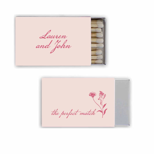 round floral personalized match boxes