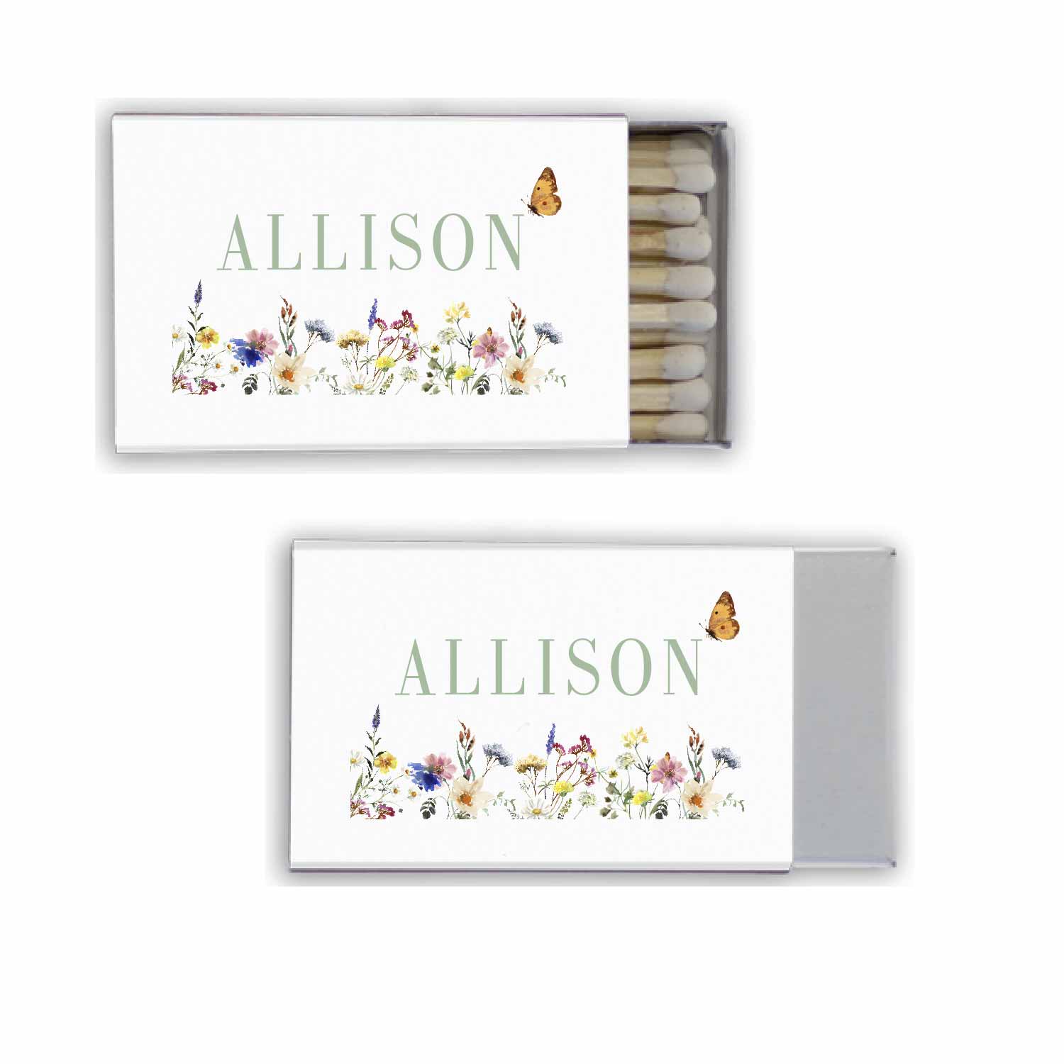 wildflower personalized match boxes