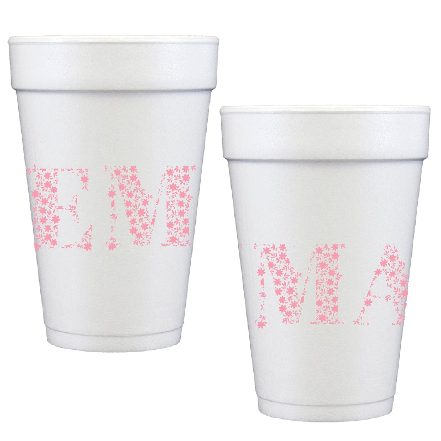 floral personalized styrofoam cup