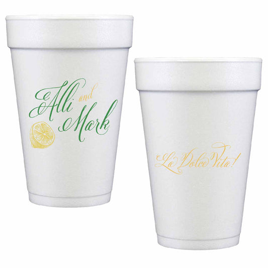 lemons personalized styrofoam cup