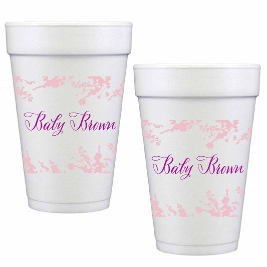 pink and blue bonnets personalized styrofoam cup