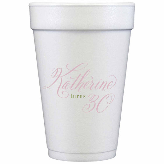 pink formal personalized styrofoam cup