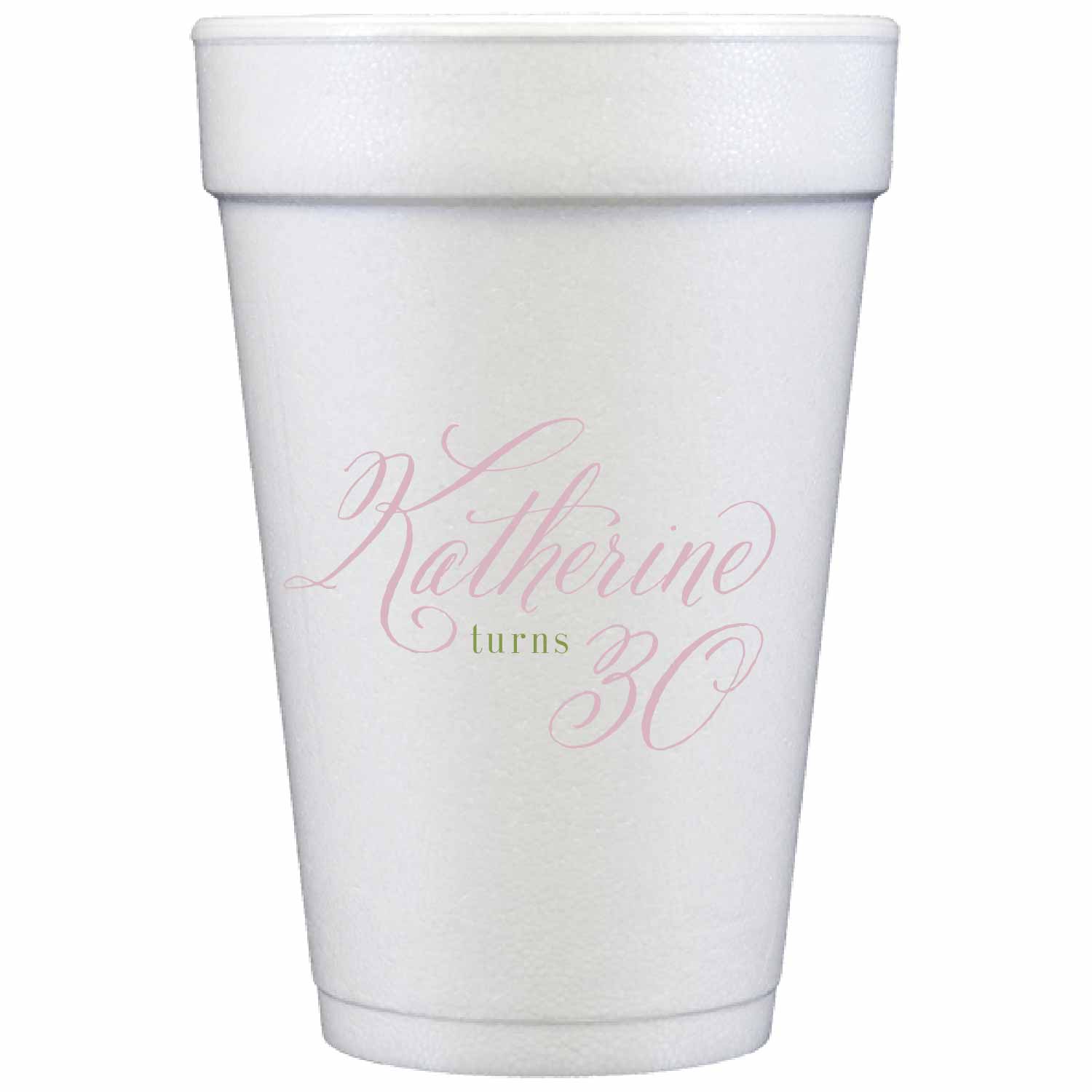 pink formal personalized styrofoam cup