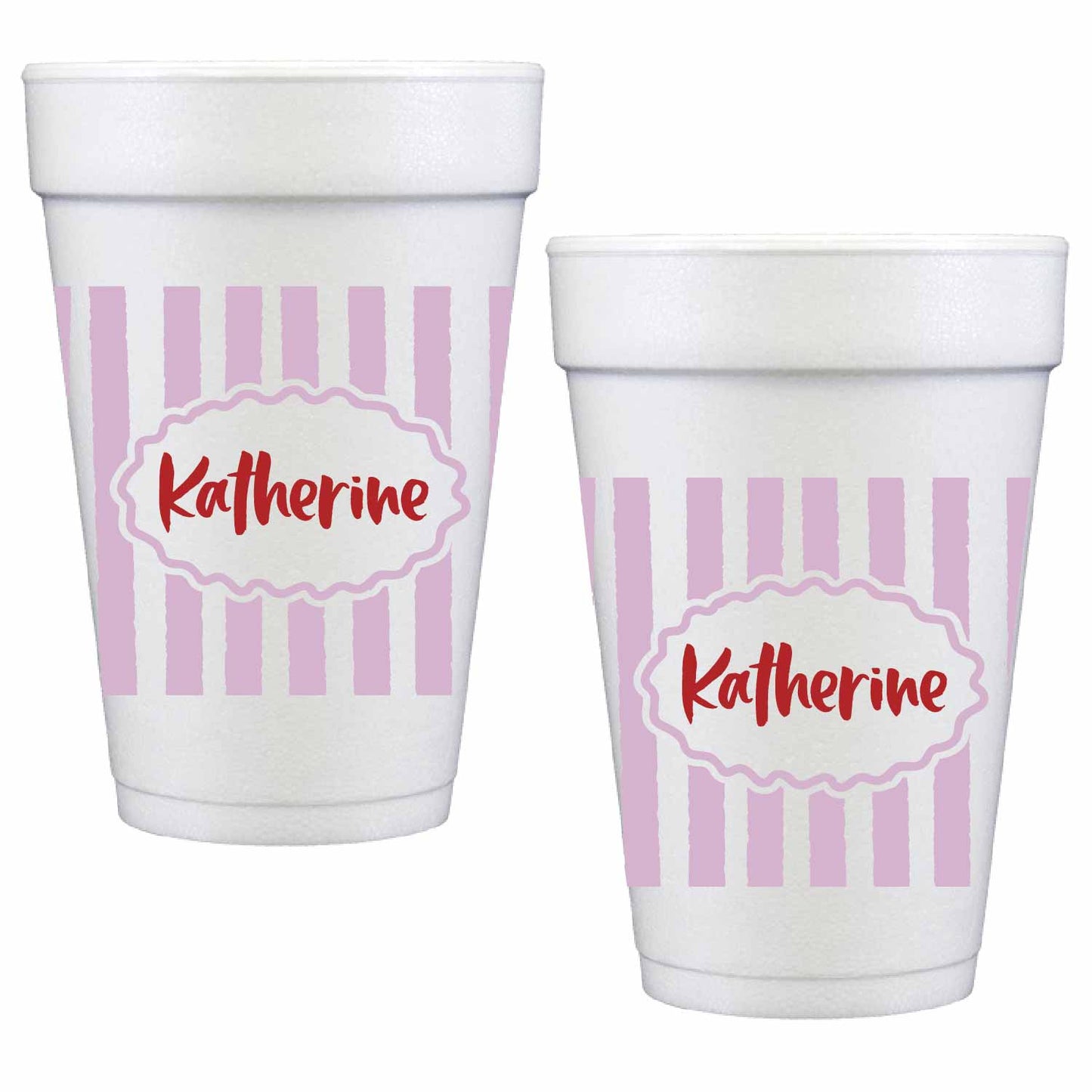 pink stripes personalized styrofoam cup