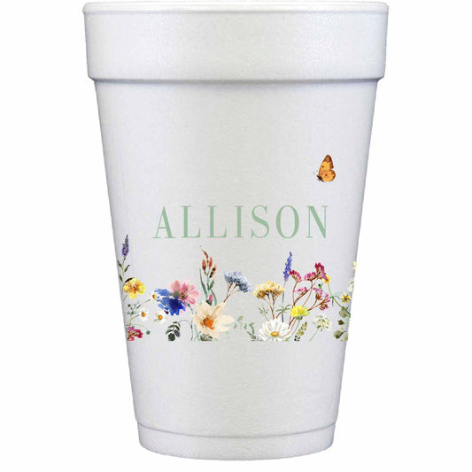 wildflower personalized styrofoam cup