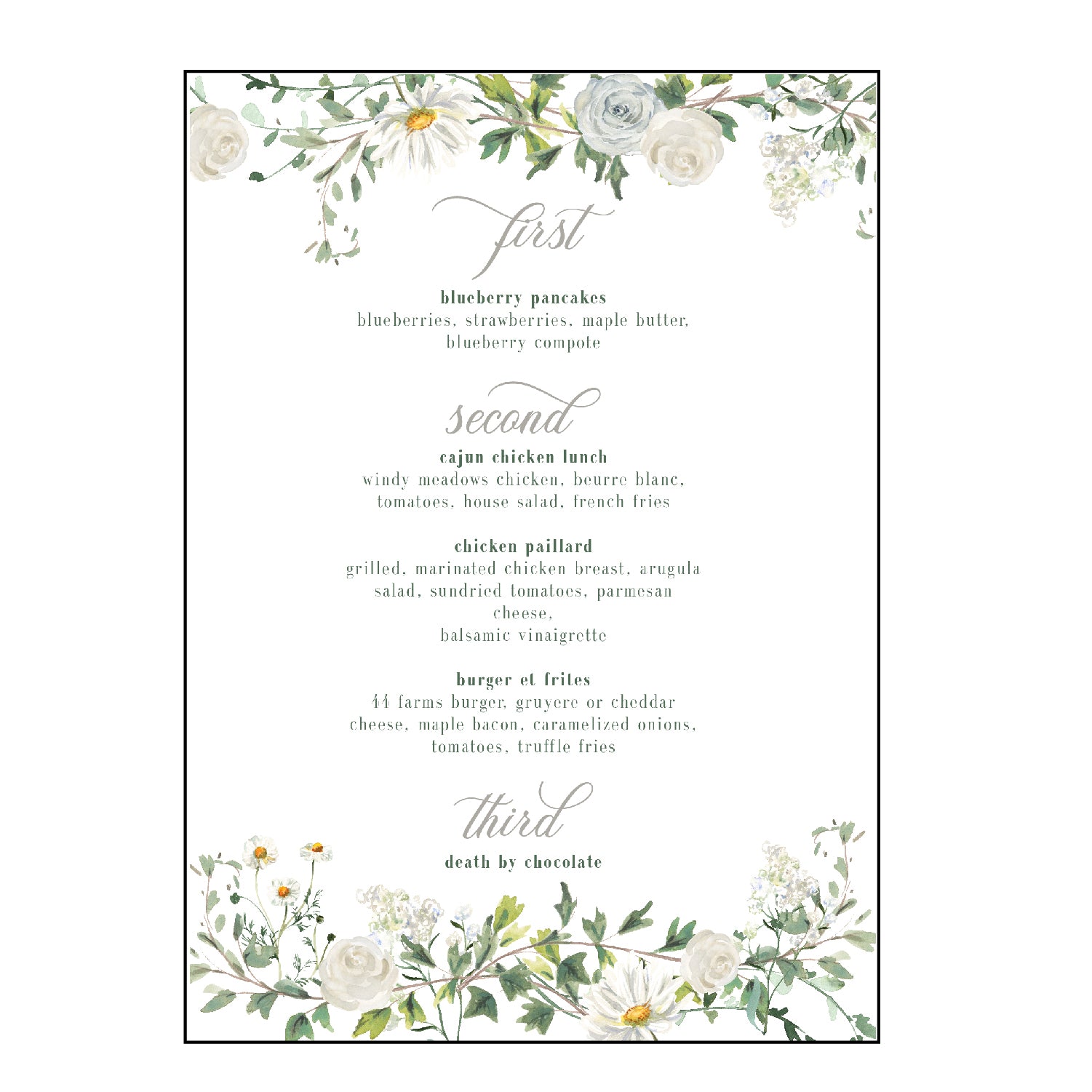 green & white | menus