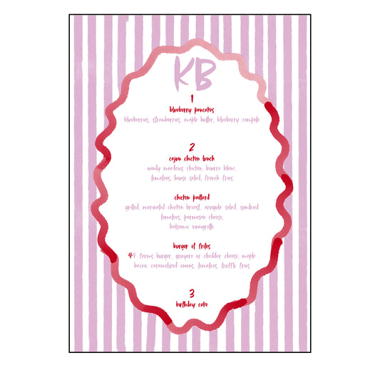 pink stripes | menus