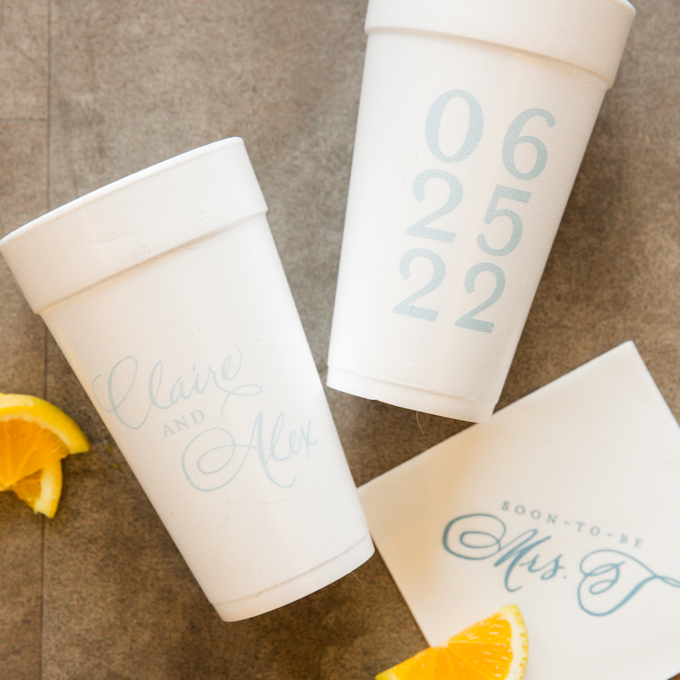 Personalized wedding styrofoam cups