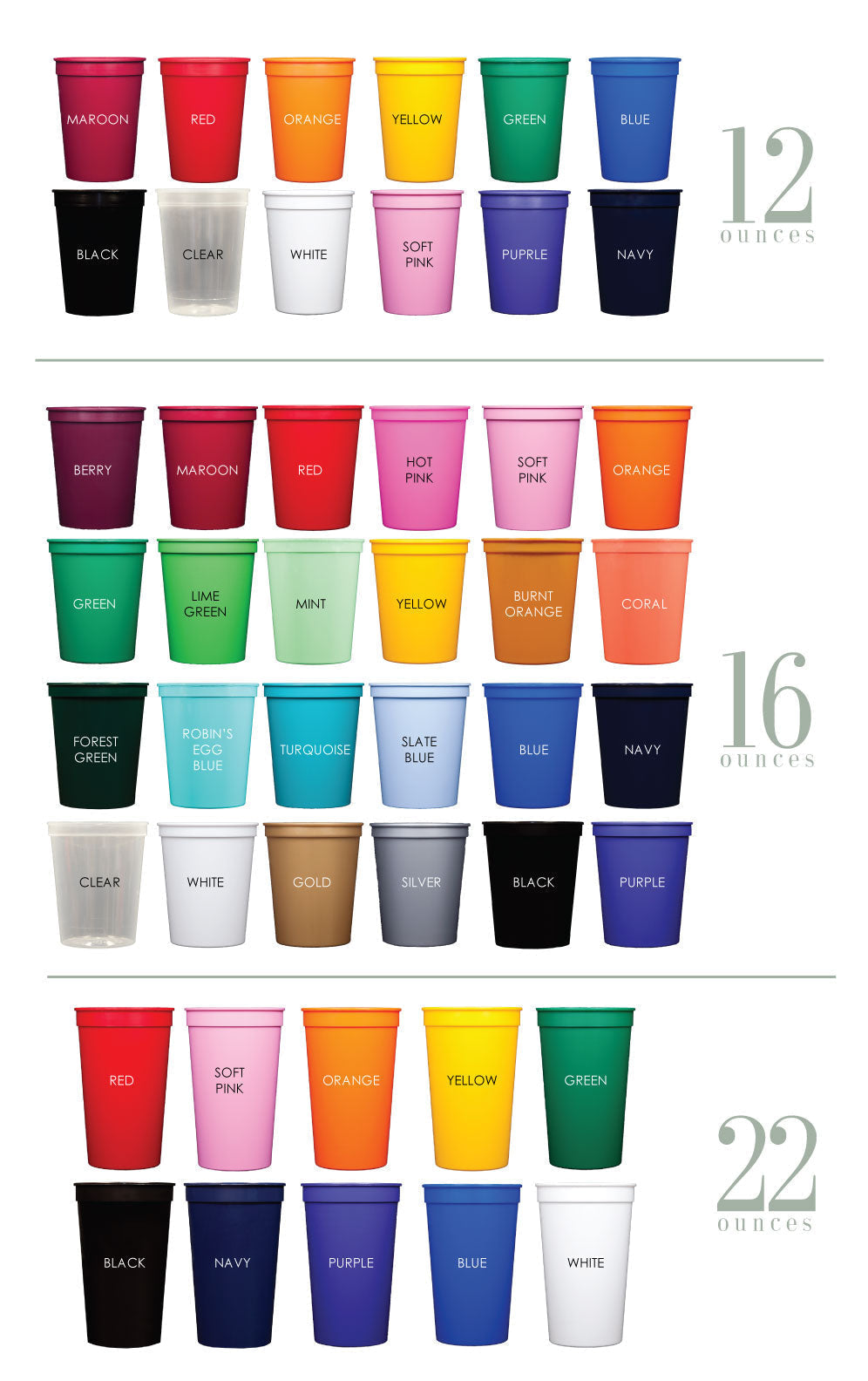 balloon numbers | stadium cups