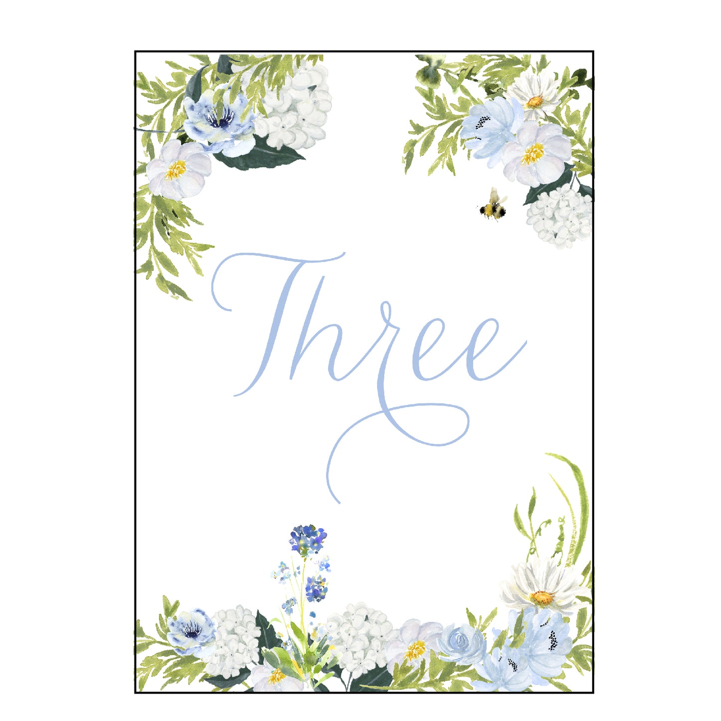 blue florals | table numbers