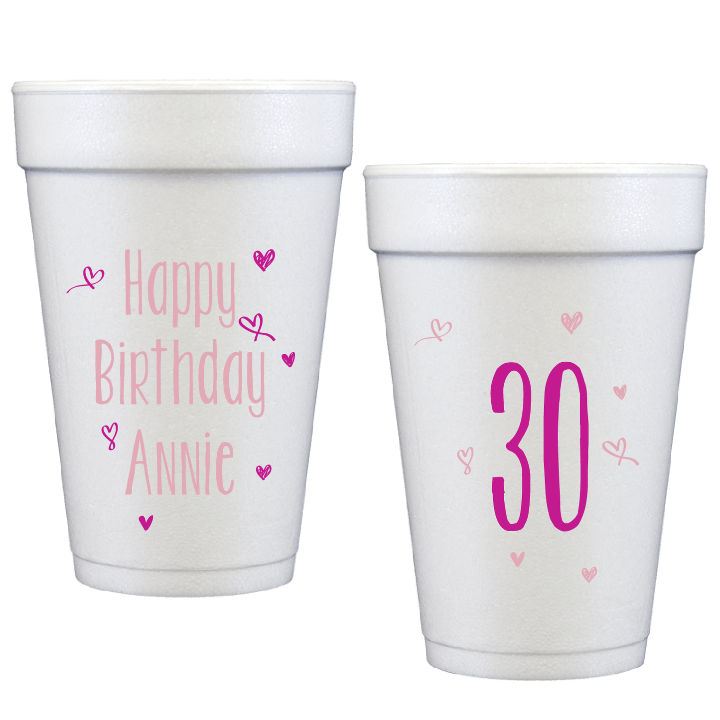 birthday hearts | styrofoam cups