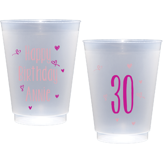 birthday hearts | shatterproof frosted flex
