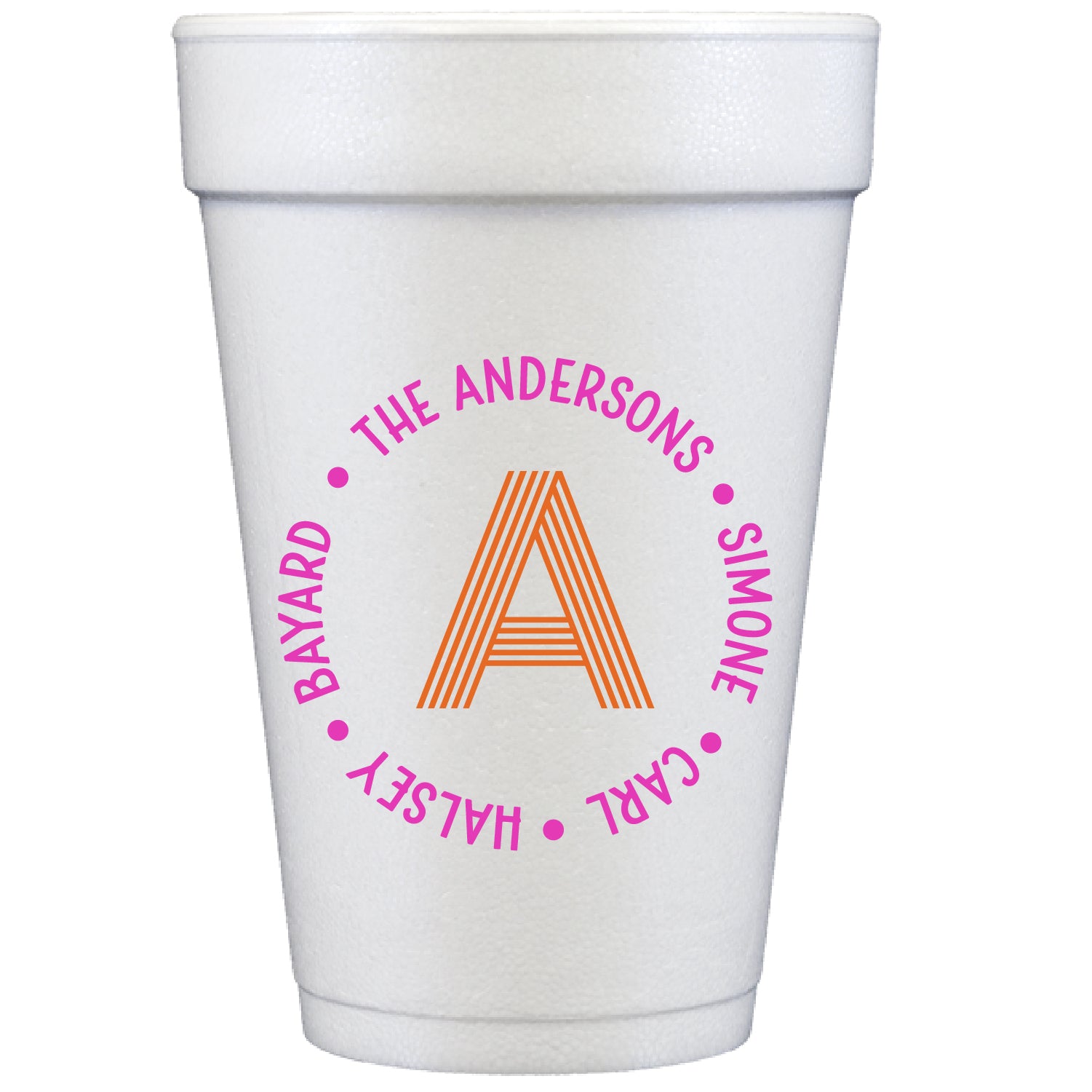 retro name circle | styrofoam cups