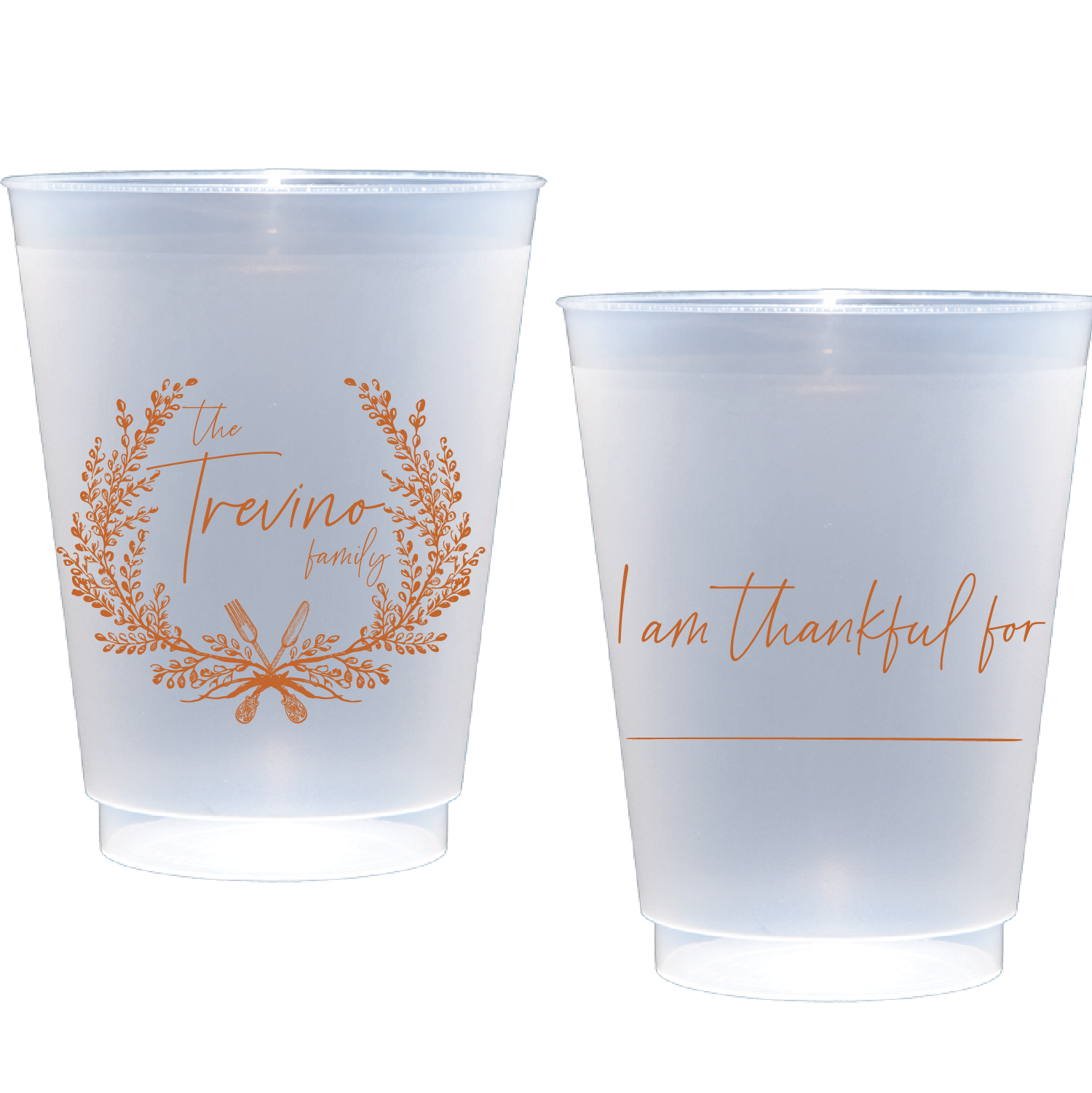 Personalized Thanksgiving family frosted flex cups